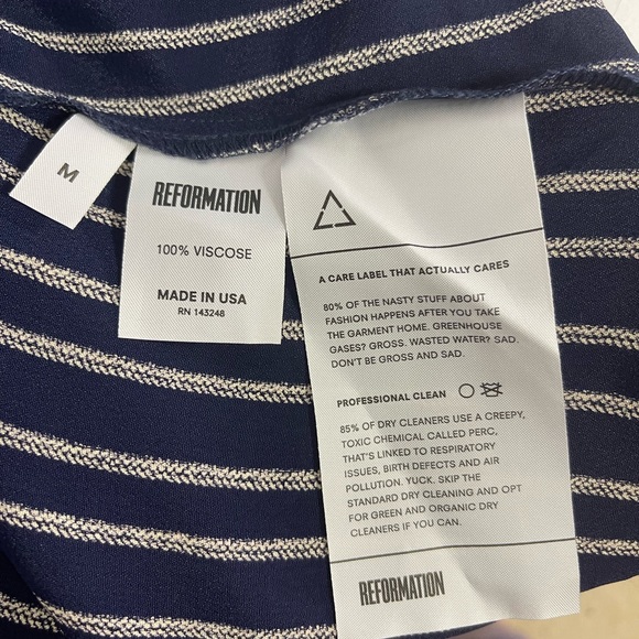 Reformation Blue and White Striped Lightweight Blazer Robe Wrap Mini Dress Sz M - Picture 5 of 6